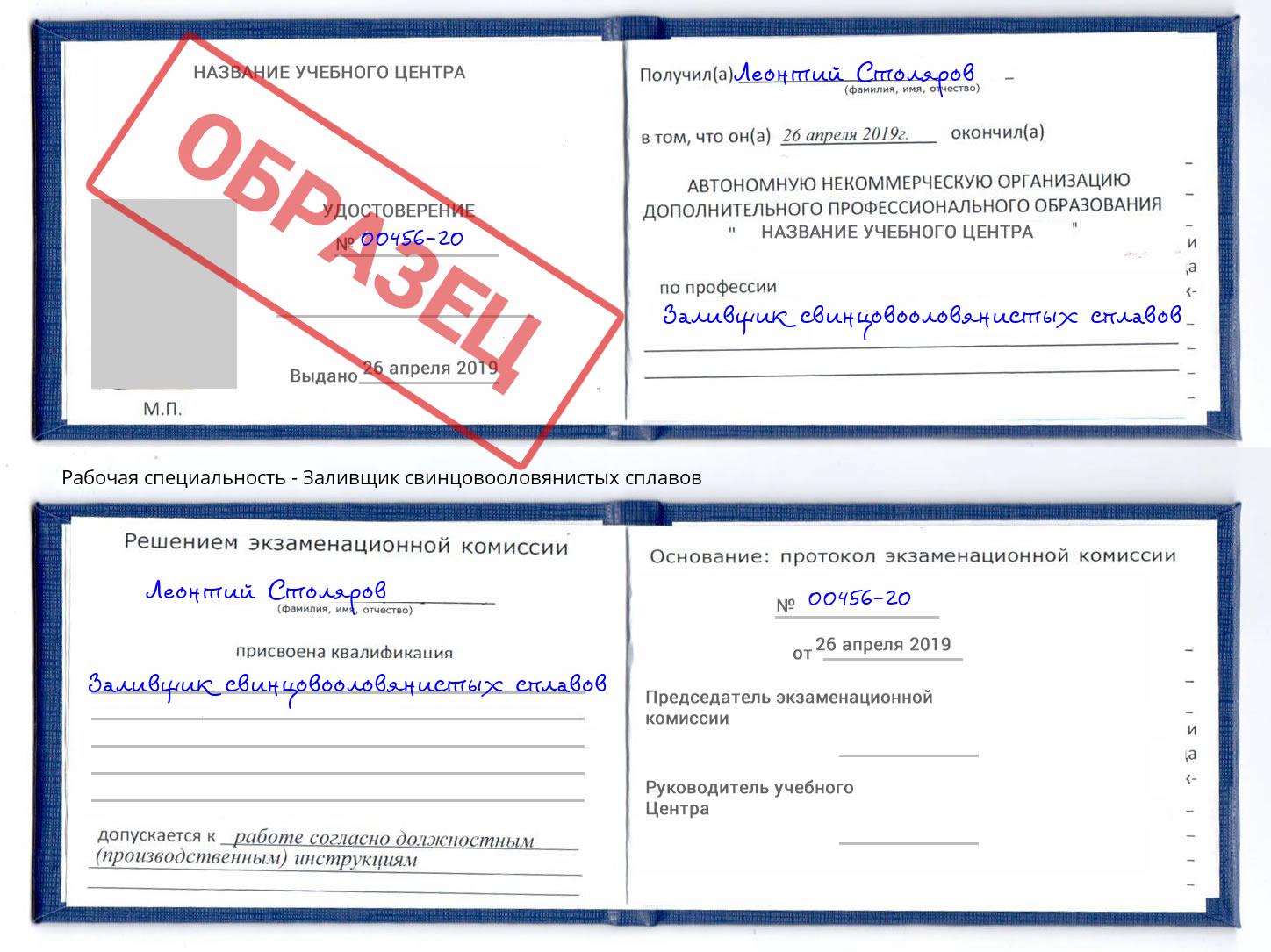Заливщик свинцовооловянистых сплавов Муравленко